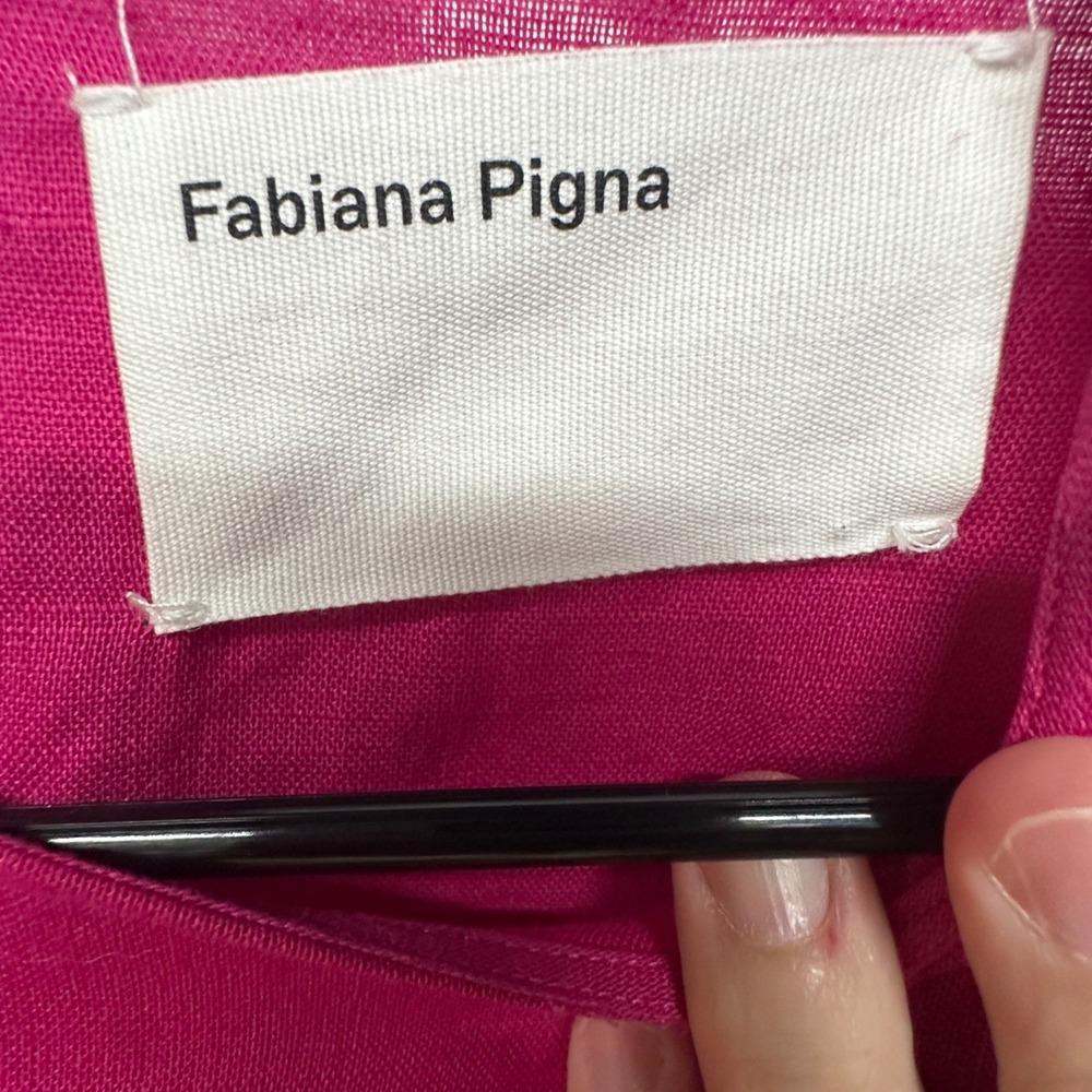 Fabiana Pigna Pink Orange Linen Cotton Blend Colorblock Oversized Dress Large - Picture 4 of 8